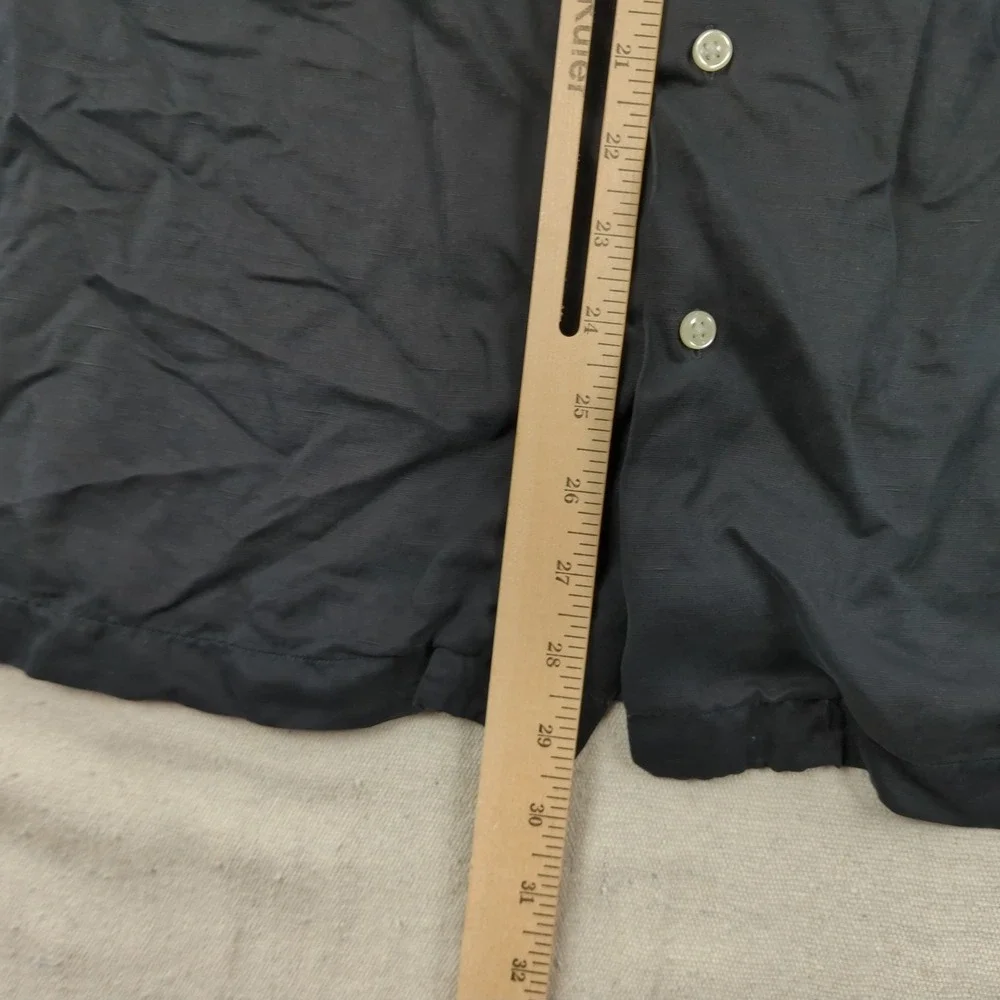 Vintage Polo Ralph Lauren Shirt Mens Large Black Caldwell Loop Collar Silk Linen